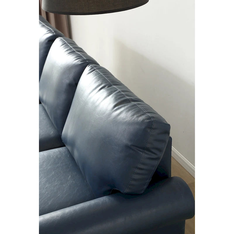 Canapé 3 places classique 83 en cuir PU rembourré avec coffre de rangement et décoration cloutée