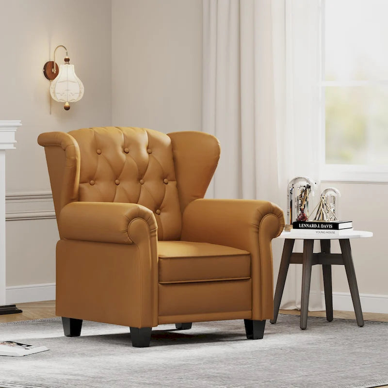 Fauteuil moderne à dossier inclinable et capitonné