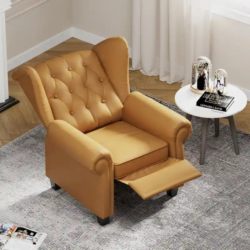 Fauteuil moderne à dossier inclinable et capitonné