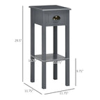 Table d'appoint étroite à 2 niveaux avec tiroir et étagère inférieure