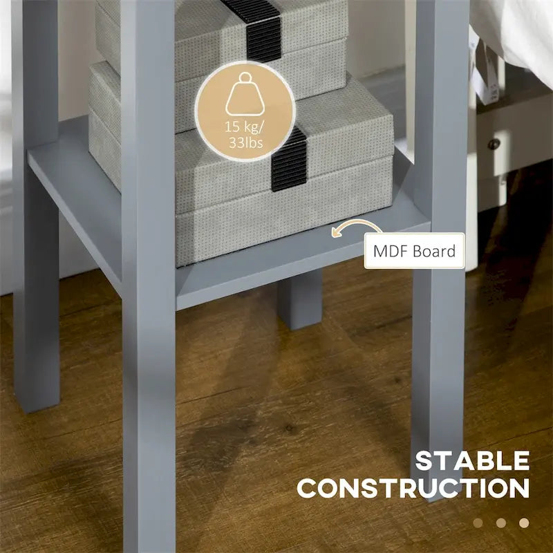 Table d'appoint étroite à 2 niveaux avec tiroir et étagère inférieure