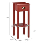 Table d'appoint étroite à 2 niveaux avec tiroir et étagère inférieure