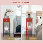 Table d'appoint étroite à 2 niveaux avec tiroir et étagère inférieure