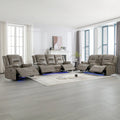 Fauteuil inclinable manuel de cinéma maison avec bande lumineuse LED, deux porte-gobelets intégrés pour salon, chambre à coucher, noir