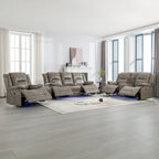 Fauteuil inclinable manuel de cinéma maison avec bande lumineuse LED, deux porte-gobelets intégrés pour salon, chambre à coucher, noir
