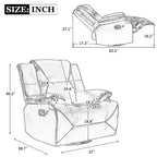 Fauteuil inclinable manuel de cinéma maison avec bande lumineuse LED, deux porte-gobelets intégrés pour salon, chambre à coucher, noir