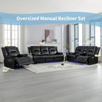 Fauteuil inclinable manuel de cinéma maison avec bande lumineuse LED, deux porte-gobelets intégrés pour salon, chambre à coucher, noir