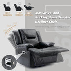 Fauteuil inclinable manuel de cinéma maison avec bande lumineuse LED, deux porte-gobelets intégrés pour salon, chambre à coucher, noir