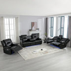 Fauteuil inclinable manuel de cinéma maison avec bande lumineuse LED, deux porte-gobelets intégrés pour salon, chambre à coucher, noir