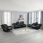 Fauteuil inclinable manuel de cinéma maison avec bande lumineuse LED, deux porte-gobelets intégrés pour salon, chambre à coucher, noir