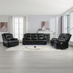 Fauteuil inclinable manuel de cinéma maison avec bande lumineuse LED, deux porte-gobelets intégrés pour salon, chambre à coucher, noir