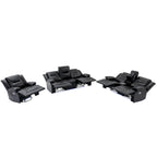 Fauteuil inclinable manuel de cinéma maison avec bande lumineuse LED, deux porte-gobelets intégrés pour salon, chambre à coucher, noir