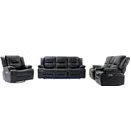 Fauteuil inclinable manuel de cinéma maison avec bande lumineuse LED, deux porte-gobelets intégrés pour salon, chambre à coucher, noir