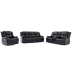 Fauteuil inclinable manuel de cinéma maison avec bande lumineuse LED, deux porte-gobelets intégrés pour salon, chambre à coucher, noir