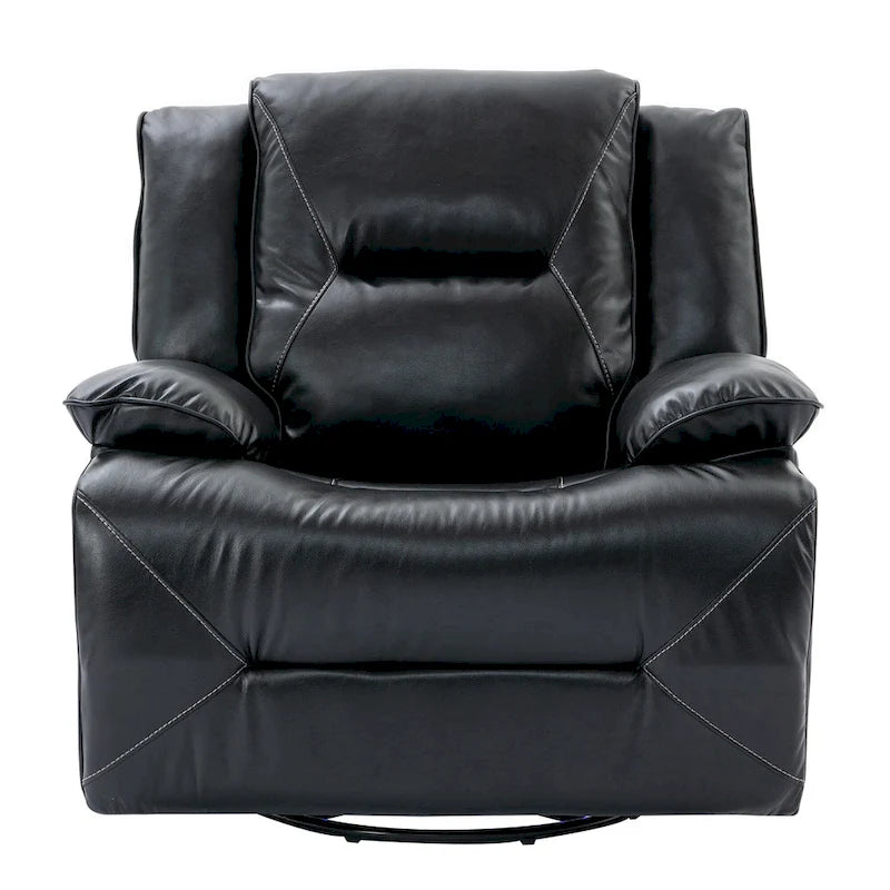Fauteuil inclinable manuel de cinéma maison avec bande lumineuse LED, deux porte-gobelets intégrés pour salon, chambre à coucher, noir