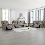 Fauteuil inclinable manuel de cinéma maison avec bande lumineuse LED, deux porte-gobelets intégrés pour salon, chambre à coucher, noir