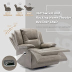 Fauteuil inclinable manuel de cinéma maison avec bande lumineuse LED, deux porte-gobelets intégrés pour salon, chambre à coucher, noir