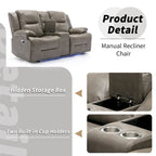 Fauteuil inclinable manuel de cinéma maison avec bande lumineuse LED, deux porte-gobelets intégrés pour salon, chambre à coucher, noir