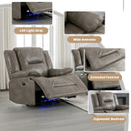 Fauteuil inclinable manuel de cinéma maison avec bande lumineuse LED, deux porte-gobelets intégrés pour salon, chambre à coucher, noir