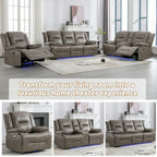 Fauteuil inclinable manuel de cinéma maison avec bande lumineuse LED, deux porte-gobelets intégrés pour salon, chambre à coucher, noir