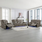 Fauteuil inclinable manuel de cinéma maison avec bande lumineuse LED, deux porte-gobelets intégrés pour salon, chambre à coucher, noir