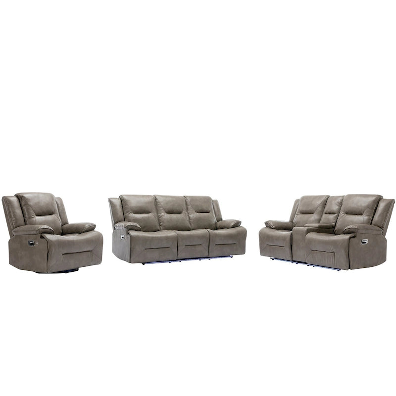 Fauteuil inclinable manuel de cinéma maison avec bande lumineuse LED, deux porte-gobelets intégrés pour salon, chambre à coucher, noir