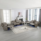 Fauteuil inclinable manuel de cinéma maison avec bande lumineuse LED, deux porte-gobelets intégrés pour salon, chambre à coucher, noir