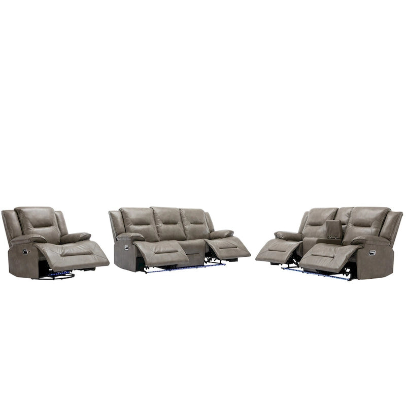 Fauteuil inclinable manuel de cinéma maison avec bande lumineuse LED, deux porte-gobelets intégrés pour salon, chambre à coucher, noir