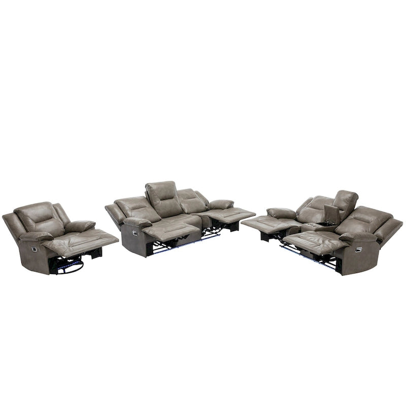 Fauteuil inclinable manuel de cinéma maison avec bande lumineuse LED, deux porte-gobelets intégrés pour salon, chambre à coucher, noir