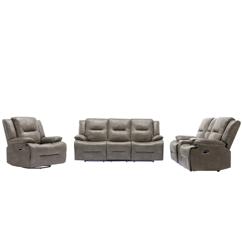 Fauteuil inclinable manuel de cinéma maison avec bande lumineuse LED, deux porte-gobelets intégrés pour salon, chambre à coucher, noir