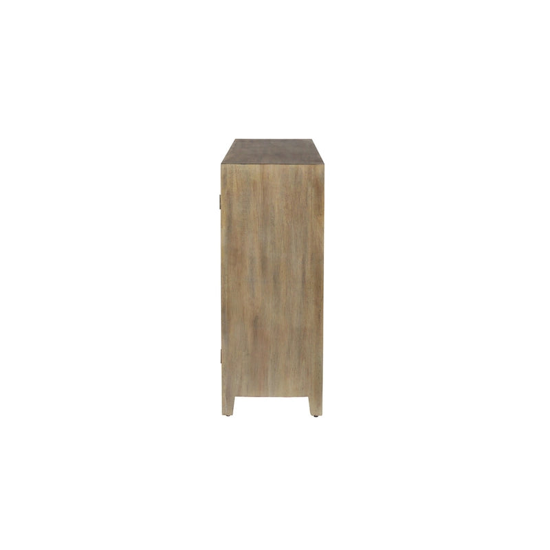 Meuble d'appoint 1 étagère 2 portes en bois sculpté floral - Marron