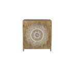 Meuble d'appoint 1 étagère 2 portes en bois sculpté floral - Marron