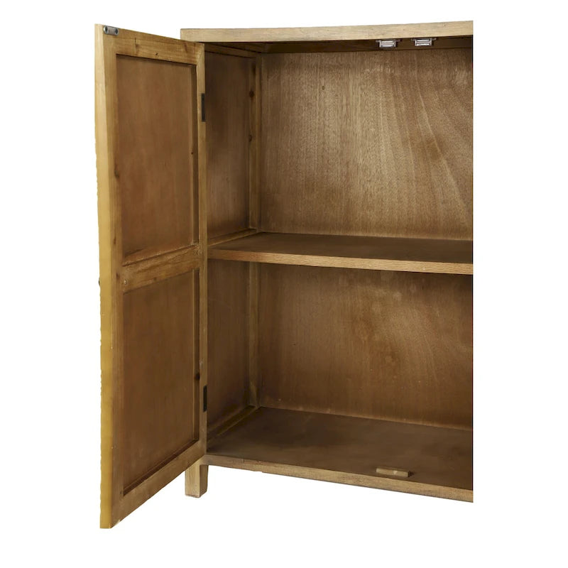 Meuble d'appoint 1 étagère 2 portes en bois sculpté floral - Marron