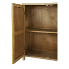 Meuble d'appoint 1 étagère 2 portes en bois sculpté floral - Marron