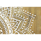 Meuble d'appoint 1 étagère 2 portes en bois sculpté floral - Marron