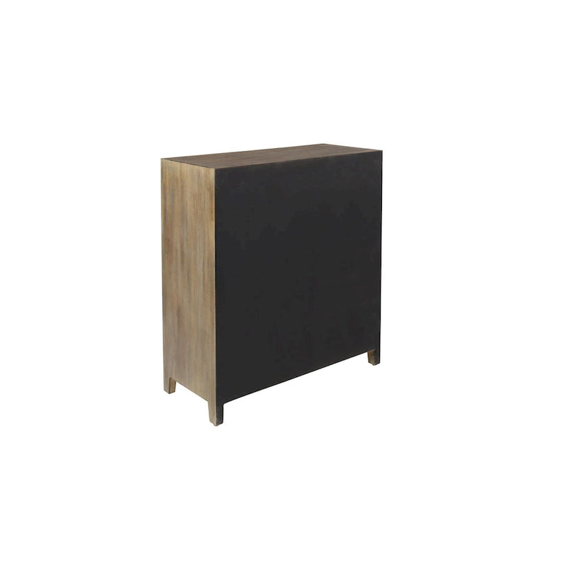Meuble d'appoint 1 étagère 2 portes en bois sculpté floral - Marron