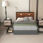 Queen Storage Bed - 4 Drawers, Upholstered Platform with LED & USB Charging