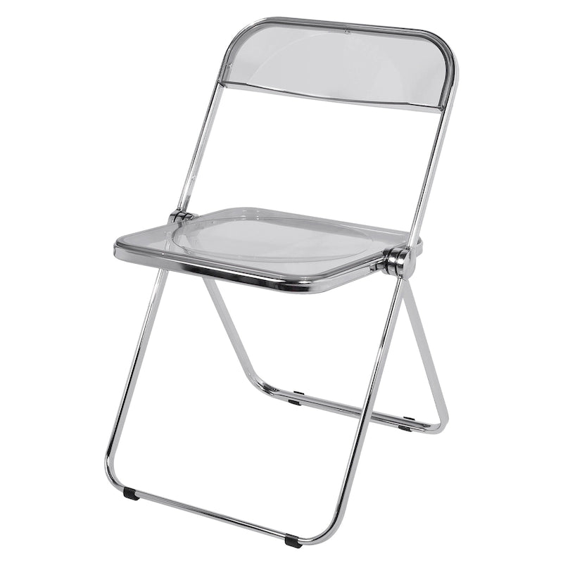 Chaise de salle à manger pliante empilable en acrylique transparent avec cadre en métal, individuelle - 29,1(H) x 18,1(L) x 18,5(P)