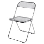 Chaise de salle à manger pliante empilable en acrylique transparent avec cadre en métal, individuelle - 29,1(H) x 18,1(L) x 18,5(P)