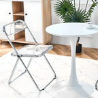 Chaise de salle à manger pliante empilable en acrylique transparent avec cadre en métal, individuelle - 29,1(H) x 18,1(L) x 18,5(P)