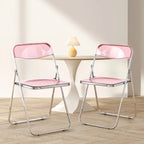 Chaise de salle à manger pliante empilable en acrylique transparent avec cadre en métal, individuelle - 29,1(H) x 18,1(L) x 18,5(P)