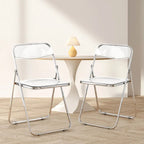 Chaise de salle à manger pliante empilable en acrylique transparent avec cadre en métal, individuelle - 29,1(H) x 18,1(L) x 18,5(P)