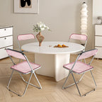 Chaise de salle à manger pliante empilable en acrylique transparent avec cadre en métal, individuelle - 29,1(H) x 18,1(L) x 18,5(P)