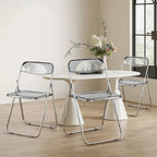 Chaise de salle à manger pliante empilable en acrylique transparent avec cadre en métal, individuelle - 29,1(H) x 18,1(L) x 18,5(P)