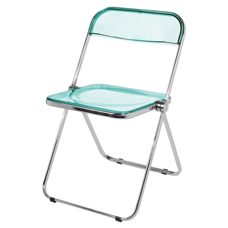 Chaise de salle à manger pliante empilable en acrylique transparent avec cadre en métal, individuelle - 29,1(H) x 18,1(L) x 18,5(P)