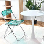 Chaise de salle à manger pliante empilable en acrylique transparent avec cadre en métal, individuelle - 29,1(H) x 18,1(L) x 18,5(P)