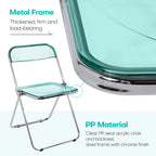 Chaise de salle à manger pliante empilable en acrylique transparent avec cadre en métal, individuelle - 29,1(H) x 18,1(L) x 18,5(P)