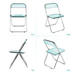 Chaise de salle à manger pliante empilable en acrylique transparent avec cadre en métal, individuelle - 29,1(H) x 18,1(L) x 18,5(P)