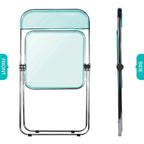Chaise de salle à manger pliante empilable en acrylique transparent avec cadre en métal, individuelle - 29,1(H) x 18,1(L) x 18,5(P)
