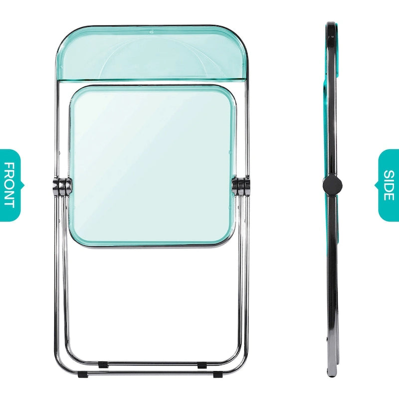 Chaise de salle à manger pliante empilable en acrylique transparent avec cadre en métal, individuelle - 29,1(H) x 18,1(L) x 18,5(P)